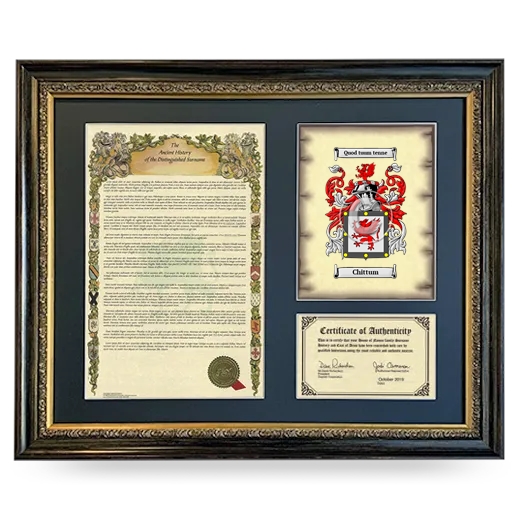 Chittum Framed Surname History and Coat of Arms- Heirloom