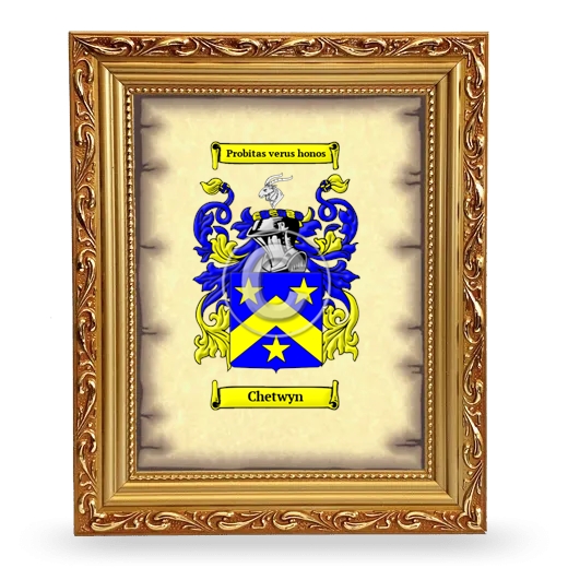 Chetwyn Coat of Arms Framed - Gold