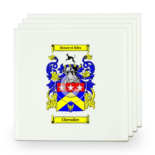 Chevalier Set of Four Small Tiles with Coat of Arms