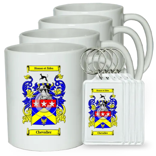 Chevalier Set of 4 Coffee Mugs and Keychains