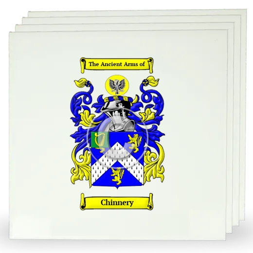 Chinnery Set of Four Large Tiles with Coat of Arms