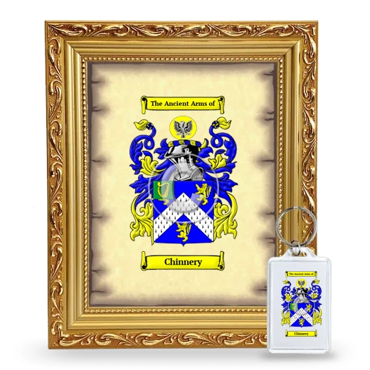 Chinnery Framed Coat of Arms and Keychain - Gold