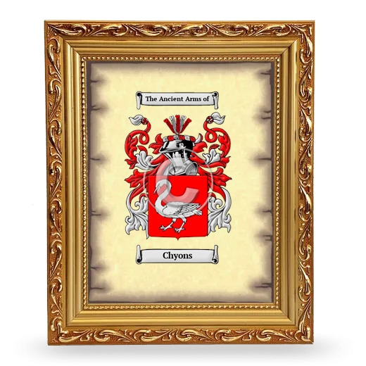 Chyons Coat of Arms Framed - Gold