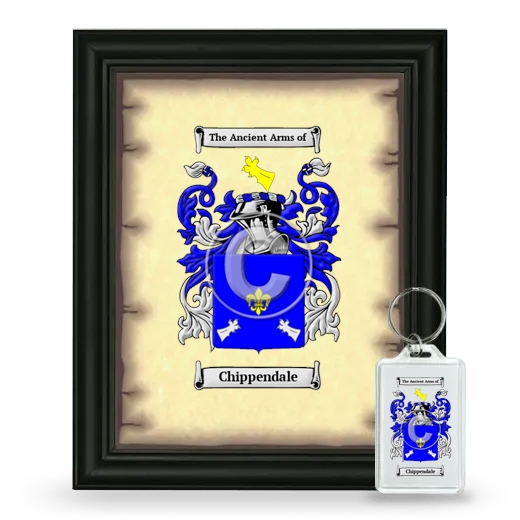 Chippendale Framed Coat of Arms and Keychain - Black