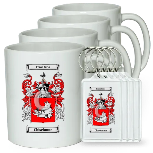 Chisehume Set of 4 Coffee Mugs and Keychains