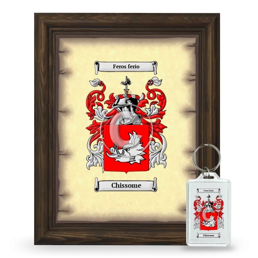 Chissome Framed Coat of Arms and Keychain - Brown