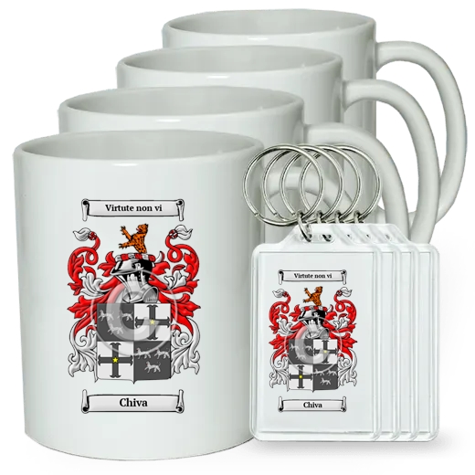 Chiva Set of 4 Coffee Mugs and Keychains