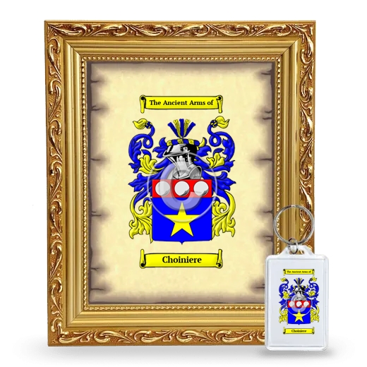 Choiniere Framed Coat of Arms and Keychain - Gold