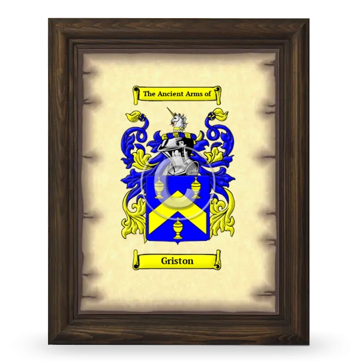 Griston Coat of Arms Framed - Brown