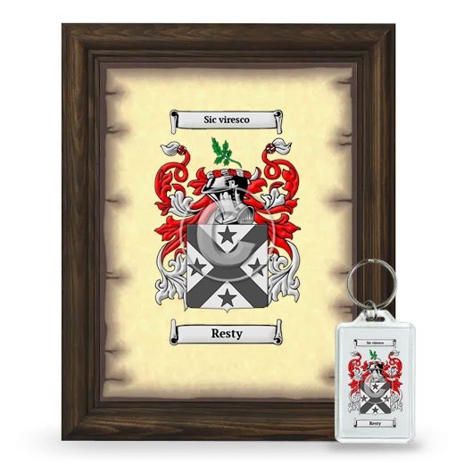 Resty Framed Coat of Arms and Keychain - Brown