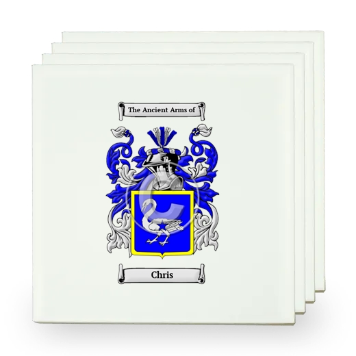 Chris Set of Four Small Tiles with Coat of Arms