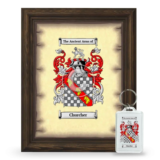 Churcher Framed Coat of Arms and Keychain - Brown