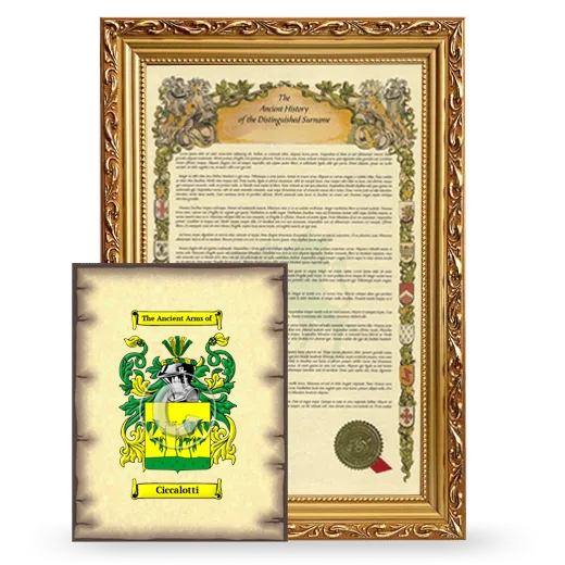 Ciccalotti Framed History and Coat of Arms Print - Gold