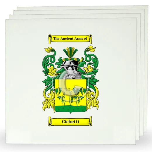 Cichetti Set of Four Large Tiles with Coat of Arms