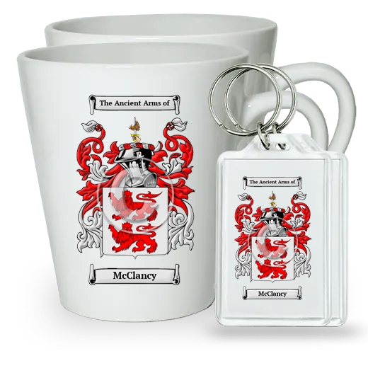 McClancy Pair of Latte Mugs and Pair of Keychains