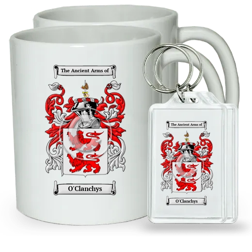 O'Clanchys Pair of Coffee Mugs and Pair of Keychains