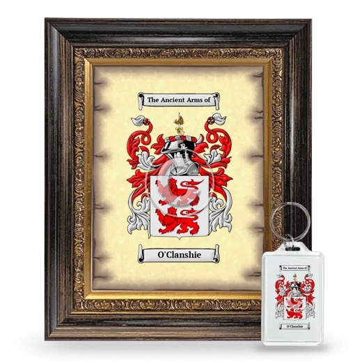 O'Clanshie Framed Coat of Arms and Keychain - Heirloom