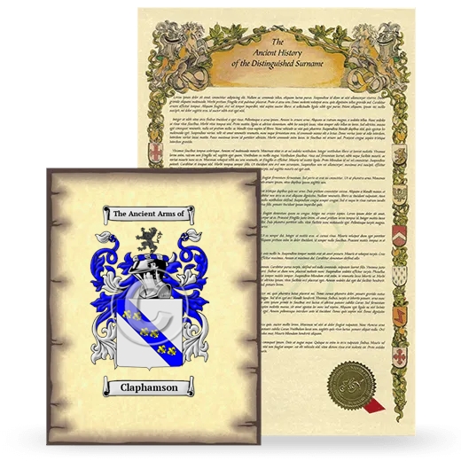 Claphamson Coat of Arms and Surname History Package