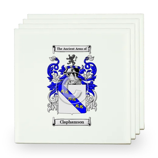 Claphamson Set of Four Small Tiles with Coat of Arms