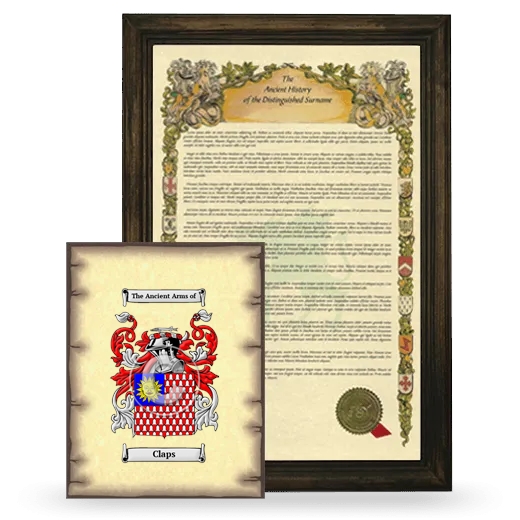 Claps Framed History and Coat of Arms Print - Brown