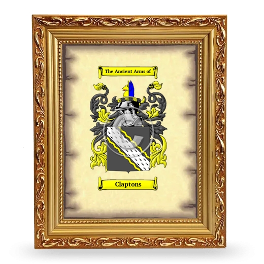 Claptons Coat of Arms Framed - Gold