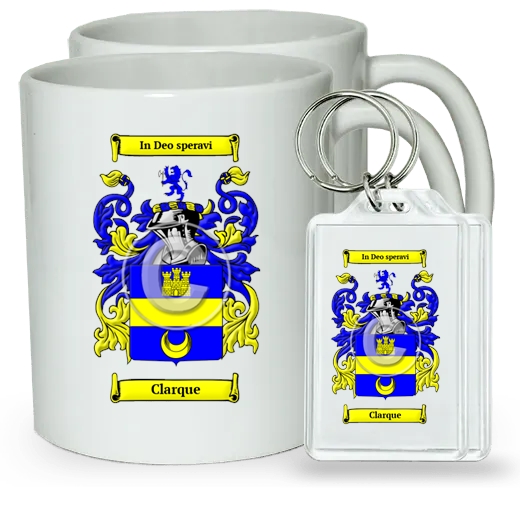 Clarque Pair of Coffee Mugs and Pair of Keychains