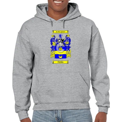 Clerkin Grey Unisex Coat of Arms Hooded Sweatshirt