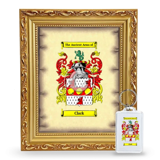 Clark Framed Coat of Arms and Keychain - Gold