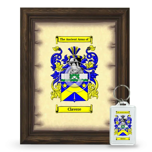 Clavere Framed Coat of Arms and Keychain - Brown