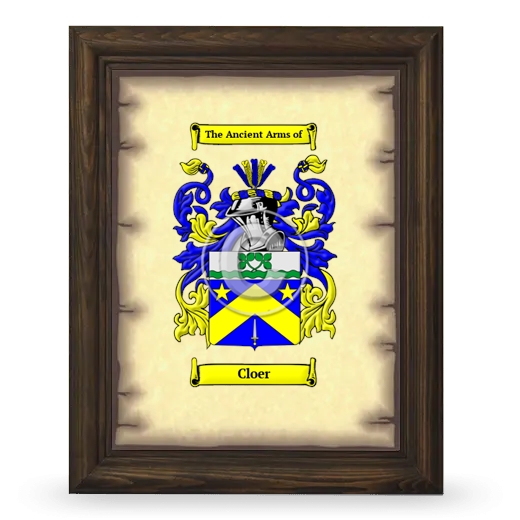 Cloer Coat of Arms Framed - Brown