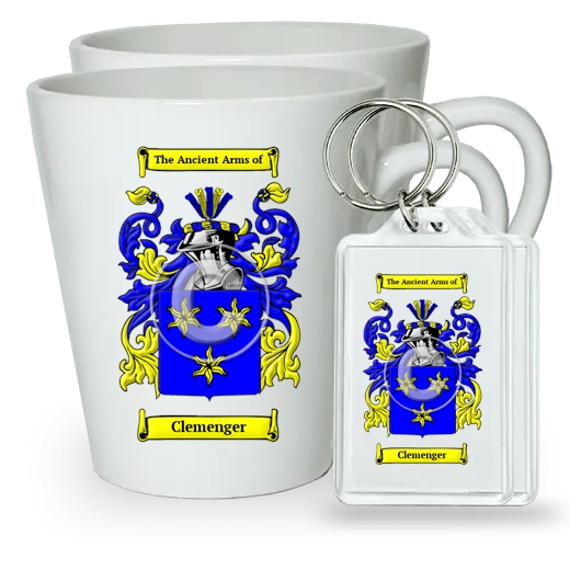 Clemenger Pair of Latte Mugs and Pair of Keychains
