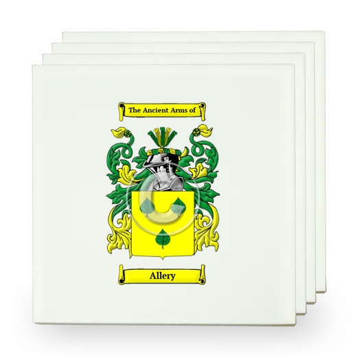 Allery Set of Four Small Tiles with Coat of Arms