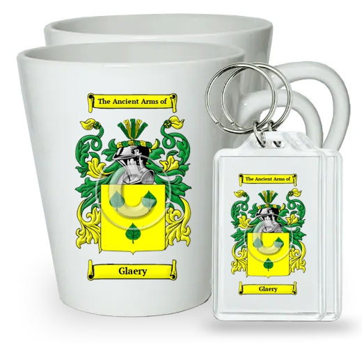 Glaery Pair of Latte Mugs and Pair of Keychains