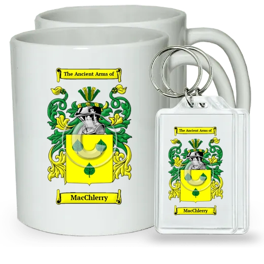 MacChlerry Pair of Coffee Mugs and Pair of Keychains