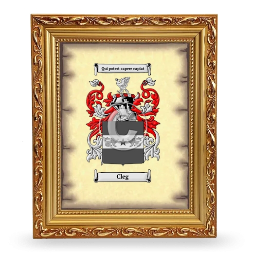 Cleg Coat of Arms Framed - Gold