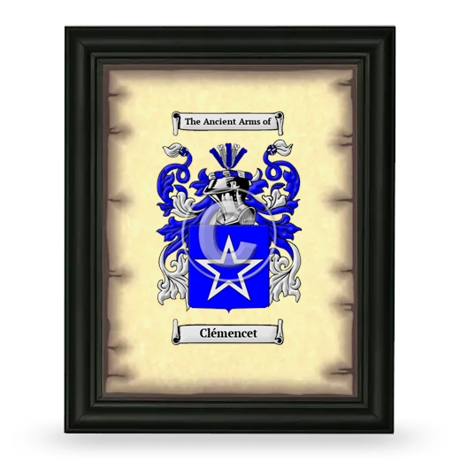 Clémencet Coat of Arms Framed - Black