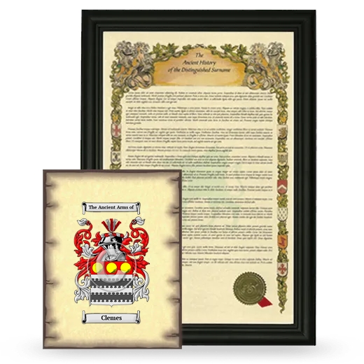 Clemes Framed History and Coat of Arms Print - Black