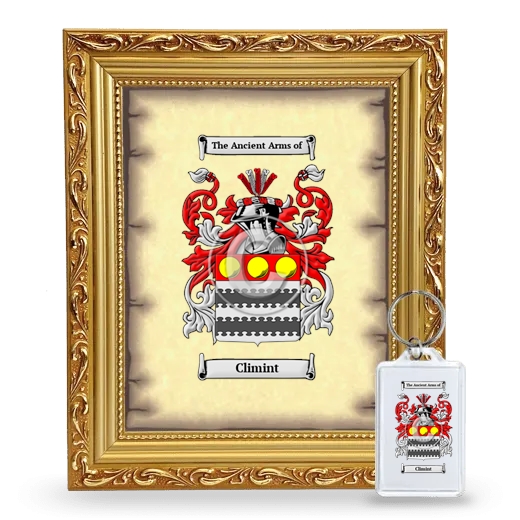 Climint Framed Coat of Arms and Keychain - Gold