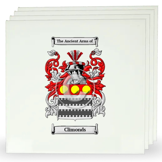 Climonds Set of Four Large Tiles with Coat of Arms