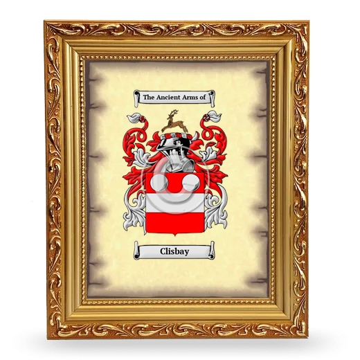 Clisbay Coat of Arms Framed - Gold