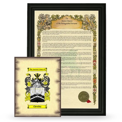 Cleveley Framed History and Coat of Arms Print - Black