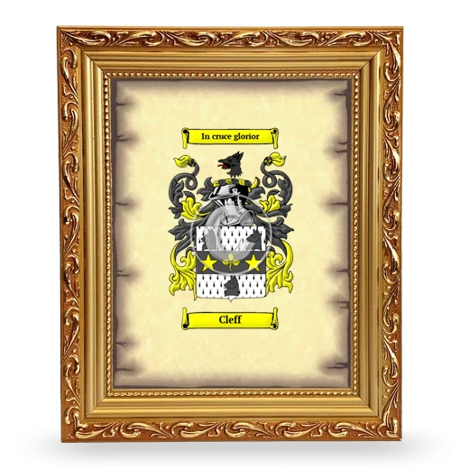 Cleff Coat of Arms Framed - Gold