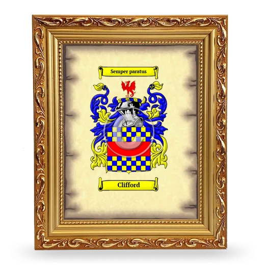 Clifford Coat of Arms Framed - Gold