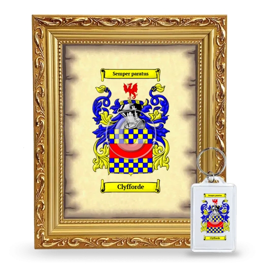 Clyfforde Framed Coat of Arms and Keychain - Gold