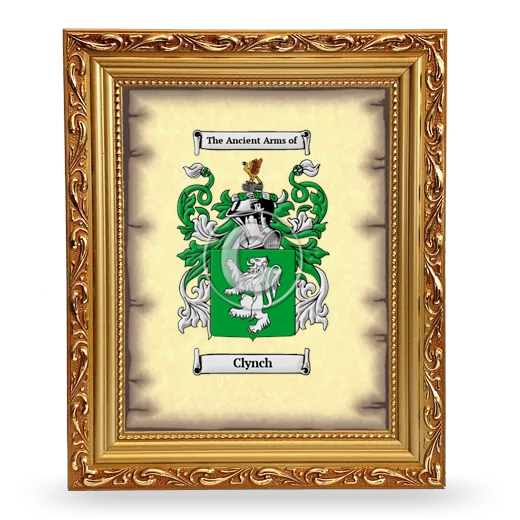 Clynch Coat of Arms Framed - Gold