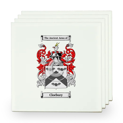 Cloebury Set of Four Small Tiles with Coat of Arms