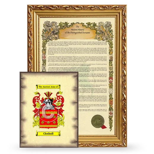 Closhull Framed History and Coat of Arms Print - Gold