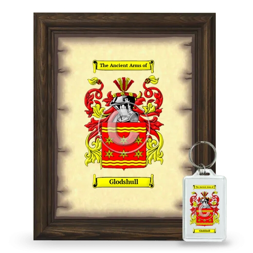 Glodshull Framed Coat of Arms and Keychain - Brown