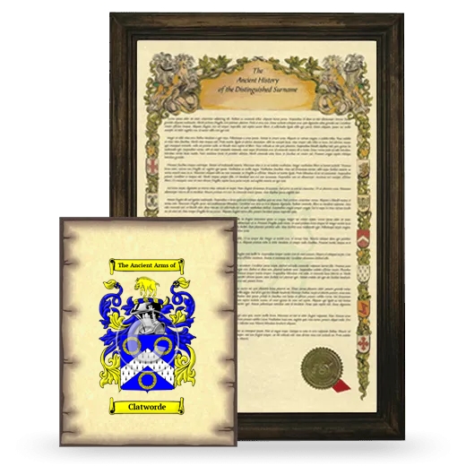 Clatworde Framed History and Coat of Arms Print - Brown