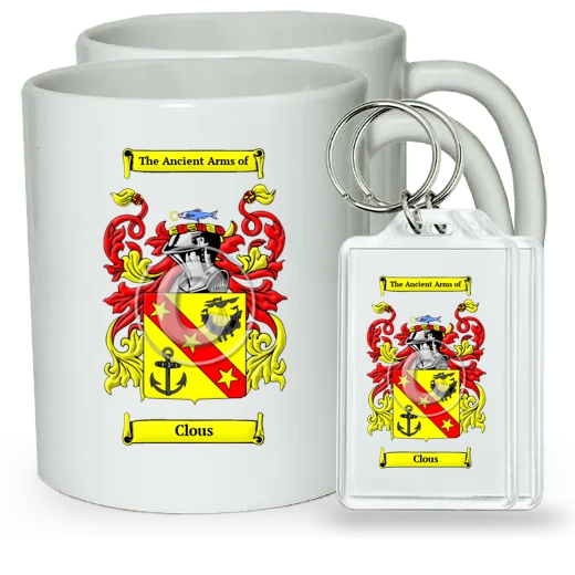 Clous Pair of Coffee Mugs and Pair of Keychains